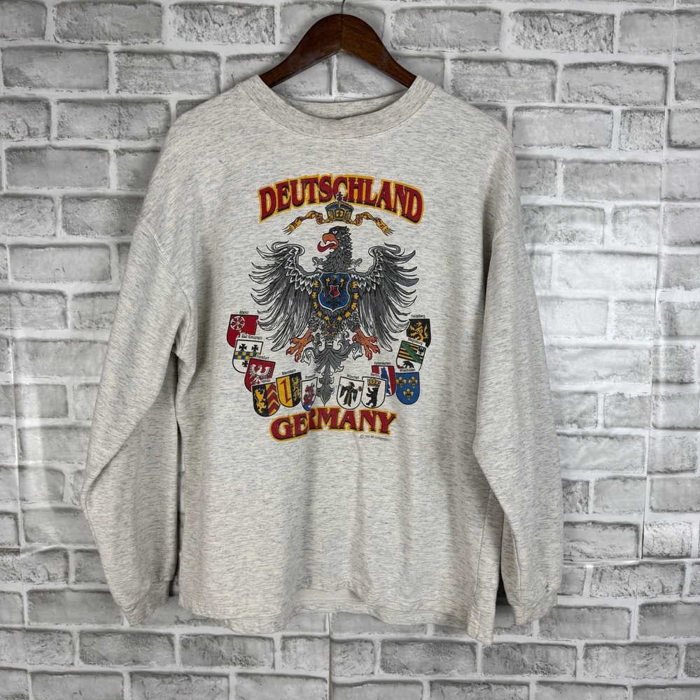 Vintage 1993 Hypnotic Wave Deutschland Germany Sweatshirt Mens Large Gray 90s